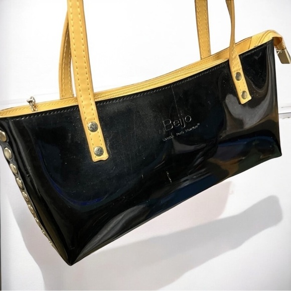 🌻Beijo Black Patent Studded Small Handbag Shoulder Bag Clutch - Picture 3 of 11